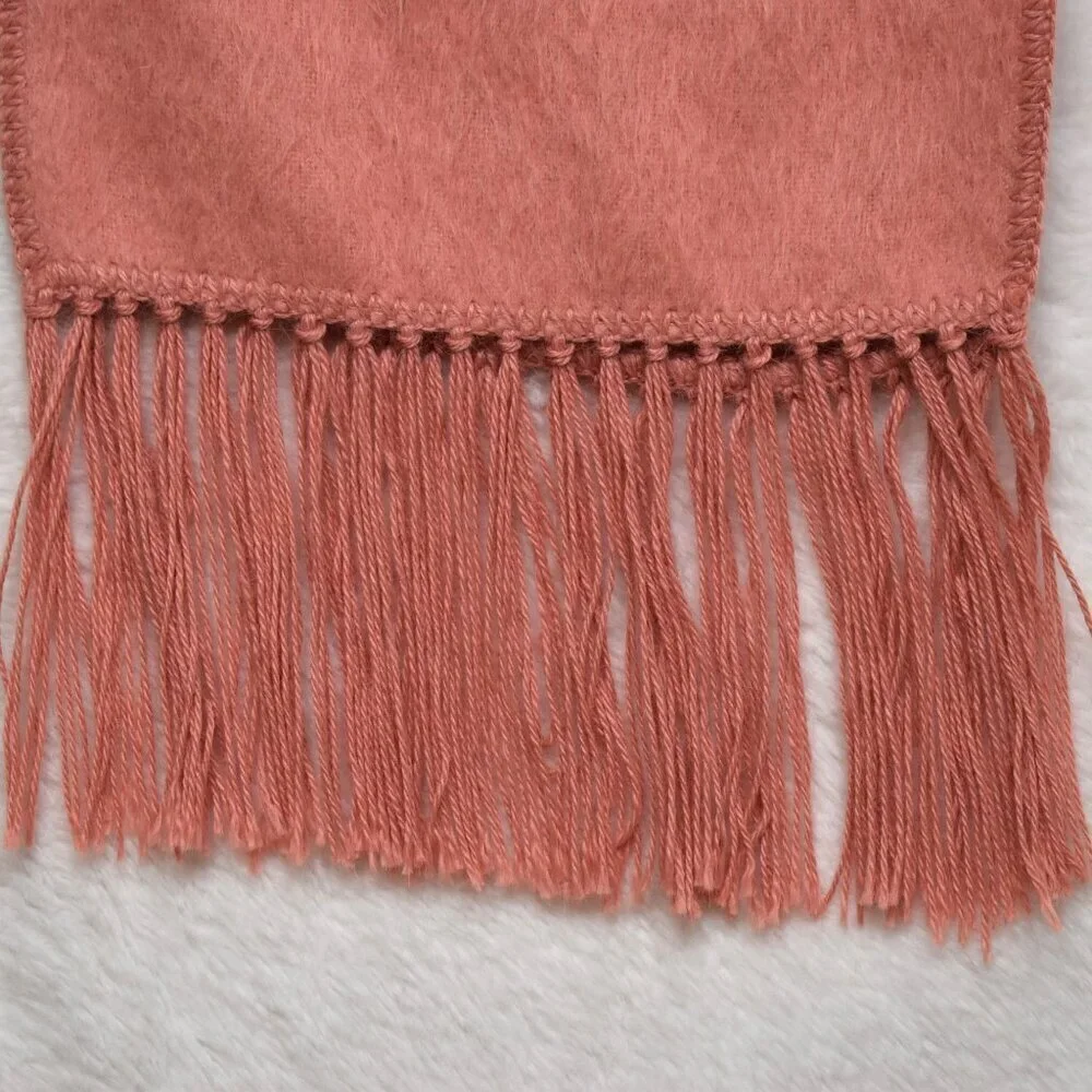 Alpaca Camargo Pink Knit Scarf Alpaca Blend Fuzzy Soft Fringed 75X9 Neutral Peru